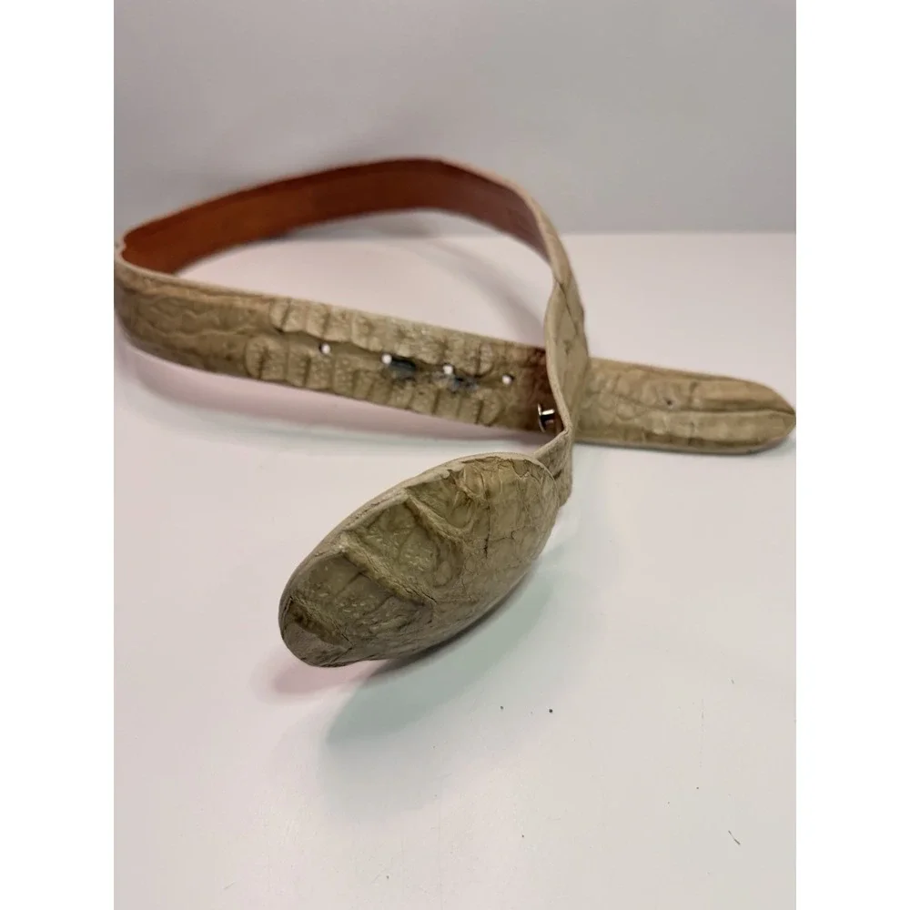 Men's Genuine Crocodile Skin Belt with Matching Trophy‎ Buckle Size 32 USA Made